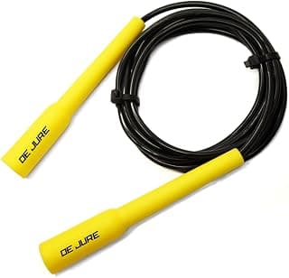 De Jure Fitness Adjustable Speed Skipping Rope, Slim Ball Pencil Design | Weight Loss Jump Rope for Home Gym & Cardio Workout, 275cm, Yellow