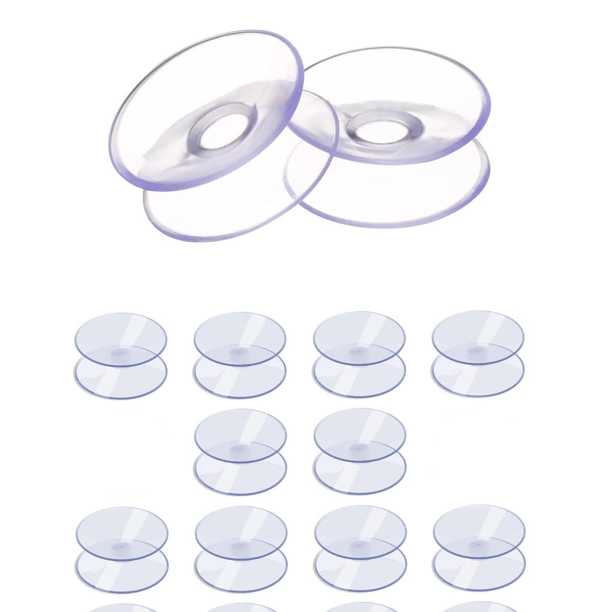 12 PCS Double-Sided Suction Cups, 30 mm Glass Table Anti-Slip Pads | 12 clear double-sided suction cups help secure glass tabletops, reduce sliding and cushion contact with furniture