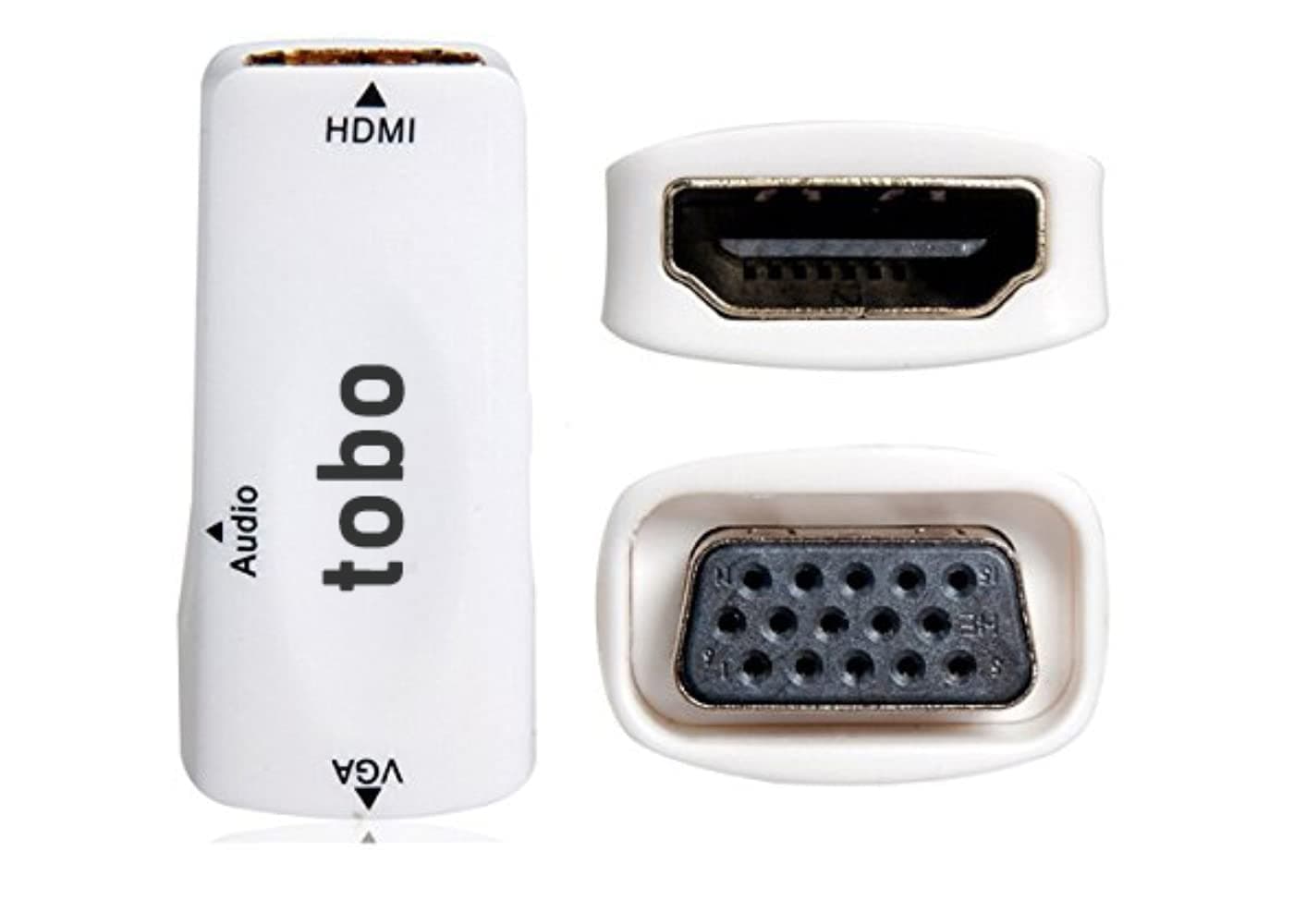 Tobo HDMI to VGA Converter Gold-Plated 1080P Female to Female Adapte with 3.5mm Audio Compatible with Projector HDTV Monitor Laptop PC Xbox STB Blu-ray DVD (Not Work to VGA to HDMI)(TD-445H-07)