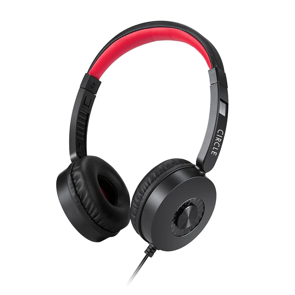 Circle Xplode 101 Wired On-Ear Headphones with Mic – 40mm Neodymium Drivers, 3.5mm Single Pin, Inline Volume Control, Soft Cushion, 1.2m Cable | Compatible with Mobile, Tablet, Laptop & Mac