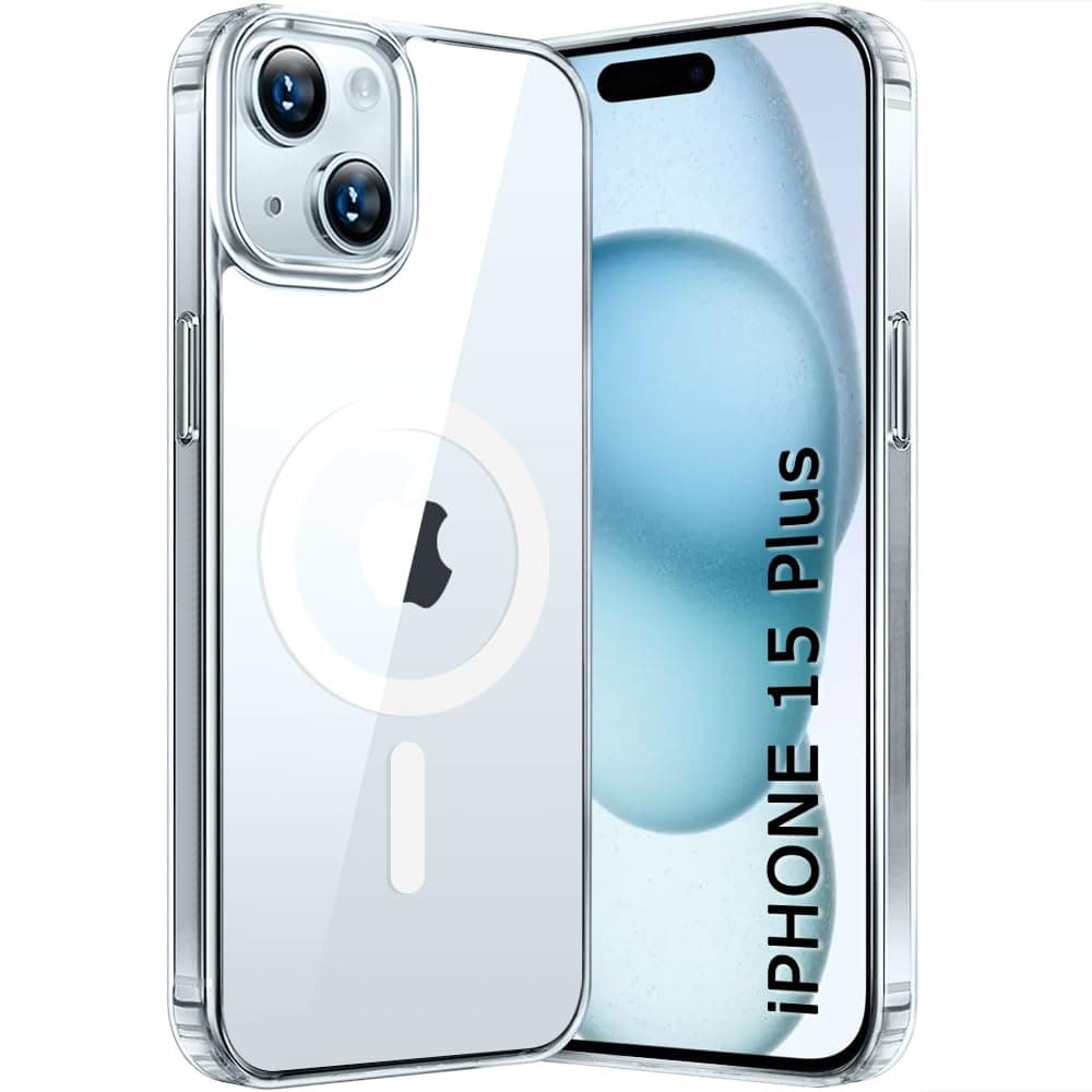 TheGiftKart Ultra-Hybrid Crystal Clear Back Case Cover for iPhone 15 Plus | Shockproof Design | Hard Back Cover for iPhone 15 Plus (PC & TPU, Magsafe Compatible, Clear)