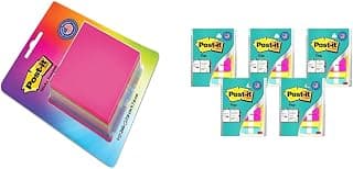 3M Post-it Sticky Note Cube, 200 Sheets (4 Colors x 50 Sheets) | 3" x 3" Size & Post-it Flags - Pack of 5