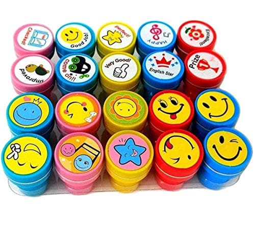 Oytra Self Inking Stamps for Kids Set of 20 Motivational Reward Teacher Stamp Good Job Excellent Icons Designs Birthday Return Gift for Boys Girls Students