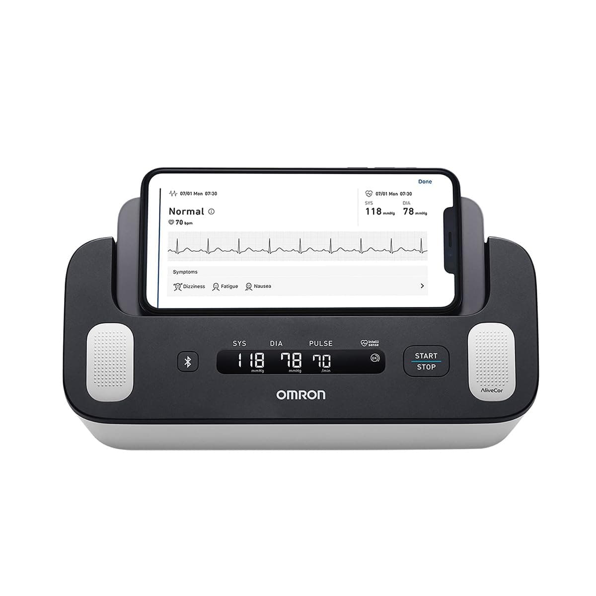 Omron Complete ECG Machine + BP Monitor Built in Bluetooth Technology; AFib, Tachycardia, Bradycardia & Hypertension Monitoring