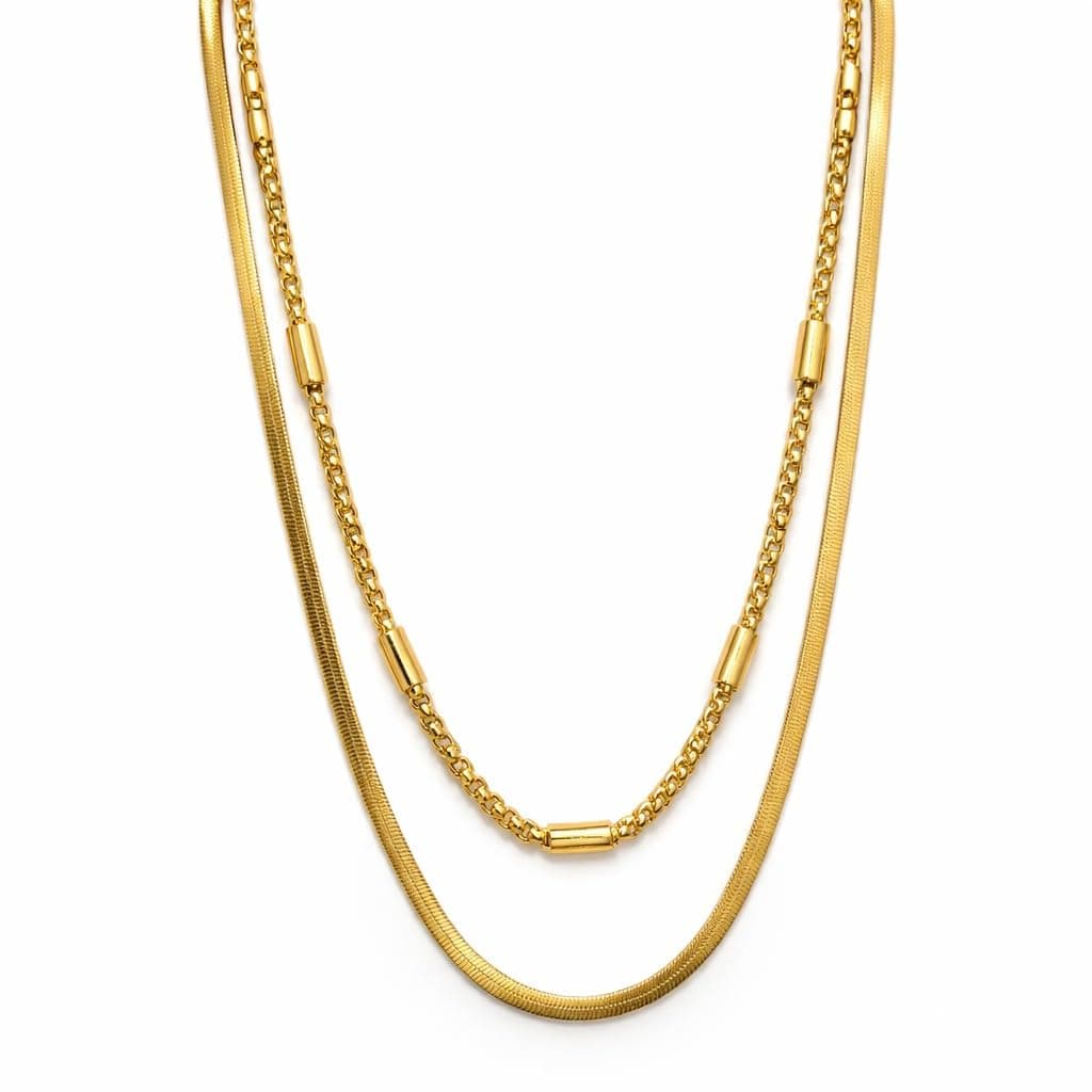 MEENAZ 18K Gold Plated Necklace Chain for Women, Anti Tarnish Stylish Jewellery for Women, Stainless Steel Chains Adjustable jewelry Necklace for Girls & Women, Golden Pendant Locket | Gift for Woman -321