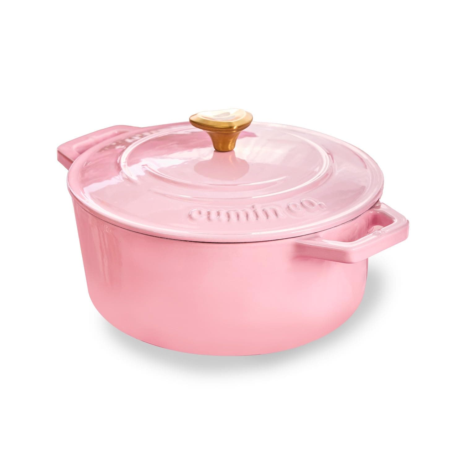 CUMIN CO. Cast Iron Dutch Oven 4L, 24 cm | Induction Base Cookware | 10 Years Warranty | Non Toxic Non Stick Biryani Pot with Lid | Heavy Bottom | Chemical Free Coating | Free Accessories | Pink (Rosé)