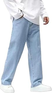 OFTEN LOOK HOC Straight Fit Men Light Blue Jeans | Tailored Fit | Mid-Rise Waist | Durable Cotton Blend Fabric | Contemporary Solid Finish | All-Season Wear | Style 33