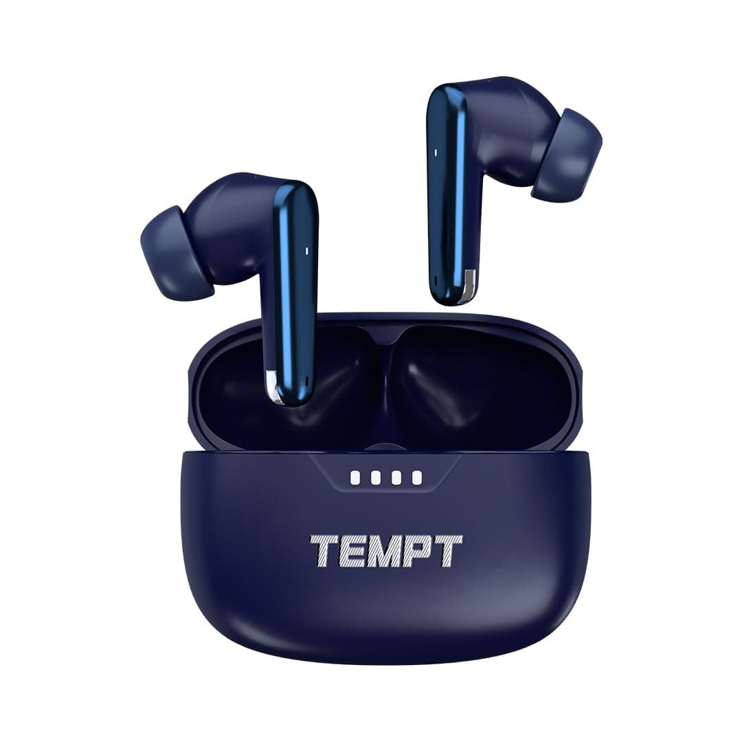 TEMPT Cult Pro Wireless Earbuds, 32dB ANC, 60Hrs Playtime, 13mm Bass, Blue | 65ms Auto Latency, LC3 Codec, Clear Calls with Quad Mic, Wireless Earbuds Powered by OxyAcoustics, IPX5 & BT 5.3 TWS