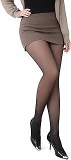 HSR Fleece Lined Tights Women Velvet Touch Leggings Thermal Fake Translucent Opaque High Waisted Winter Warm Dual-Tone Tight Free Size (Waist Size 24 inch to 34 inch)