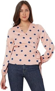 VERO MODA Printed Polyester V Neck Women's Top