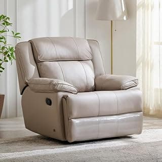 Home Centre | Torino Half Leather 1-Seater Recliner | Recliner Sofa for Living Room | Solid Wood | Grey | 2 Year Warranty