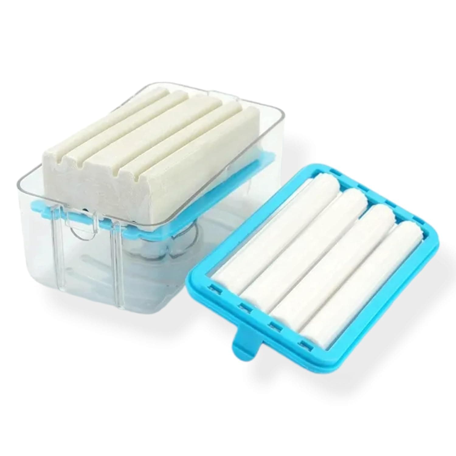 LEMBOSE Soap Box for Bathroom & Kitchen | Traceless Self-Adhesive Soap Holder with Drawer Design (White, Rectangular)