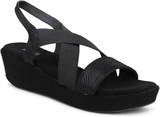 Inc.5 womens Women Black Textured Open-toe Wedges Sandal