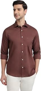 Colorplus Men Regular Fit Solid Pattern Pure Cotton Semicutaway Collar Full Sleeve Casual Shirt