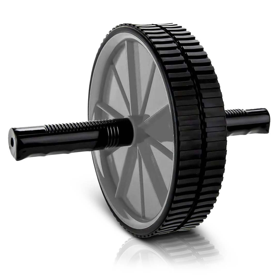Abb Initio Gym Ab Roller for Men & Women – Dual Wheel Abs Exercise Equipment for Core & Tummy Workout – Anti-Slip Ab Wheel for Home & Gym Fitness – Easy to Assemble (Grey & Black)