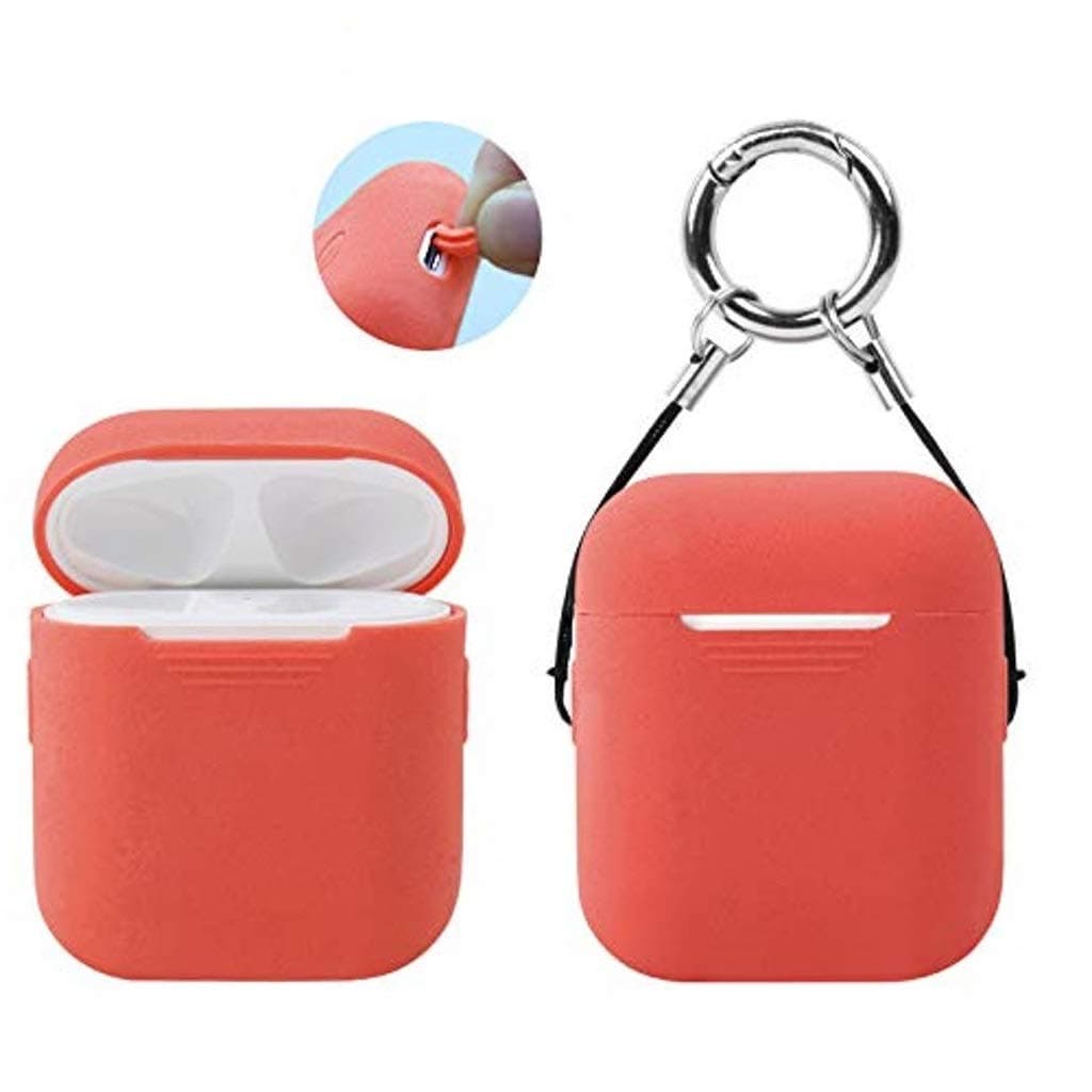 Dealfreez Silicone Protective Case Compatible for Apple AirPods Charging Case Shockproof Skin-Friendly Washable Dust-Proof Anti-Lost with Hand Strap Dust-Plug Keyring (Red)