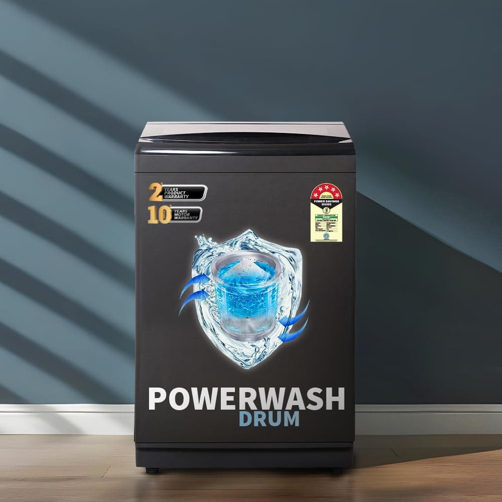 SHARP 9 kg Fully Automatic Top Load Washing Machine with Toughened Glass I JAPAN QUALITY I Mid Black, Hot & Cold Water Dual Inlet, Soft Close, Add Laundry I 10 Wash Mode I SS Pulsator I ES-T90N-BK
