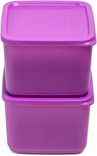 Tupperware Plastic Container Cubix- 2 Pieces, Purple, Blue