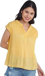 Zink London Women's Yellow Peplum Top