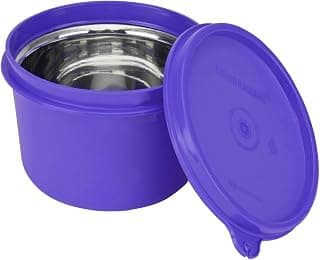 Signoraware Executive Microsafe Stainless Steel Container | Airtight & Leakproof | Microwave Safe | Odourless | Lightweight & Easy to Carry | Ideal for Office, Kitchen & Travel Use (500ml | Violet)