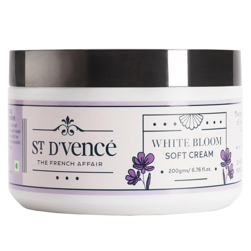ST. D'VENCÉ White Bloom Soft Light Body Moisturizer | Jasmine, Iris, Shea Butter & Aloe Vera | Fast Absorbing, Non-Sticky Moisturising Cream For Men & Women | Introductory Offer- 200Gms