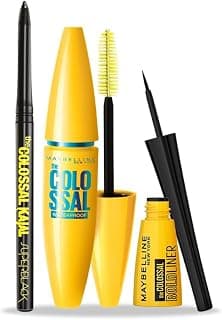 Maybelline New York Eye Makeup Kits & Combos | Eyeliner Combo with Colossal Superblack Kajal, Colossal Waterproof Mascara & Colossal Bold Liner (0.35g+10ml+3ml)