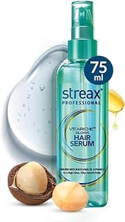 Streax Professional Vitariche Gloss Hair Serum,75 ml| Frizz-Free Hair | Enhance Shine and Smoothness | With Vitamin E & Macadamia Oil| | For All Hair Types