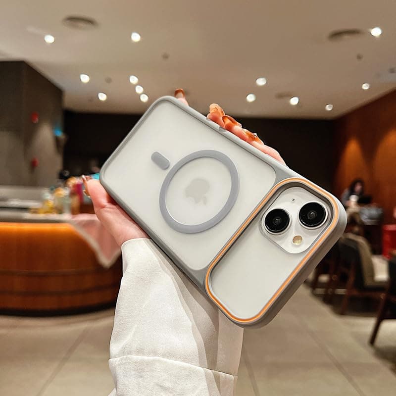 LuxuryKase Frosted Clear Mag-Safe Case for iPhone 15 Plus | Translucent Matte Back | Soft TPU Bumper + Hard PC Back | Raised Camera Protection | Wireless Charging Compatible - Grey