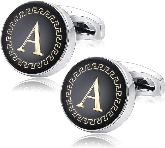 AMAAL Cufflinks for Men Boys Cuff links Formal Stainless Steel Cufflink For Men Alphabet Letters A Birthday Gift Anniversary Husband Cuff Links Cufflinks Set Mens Boys Man Boy Valentine Gifts -A05