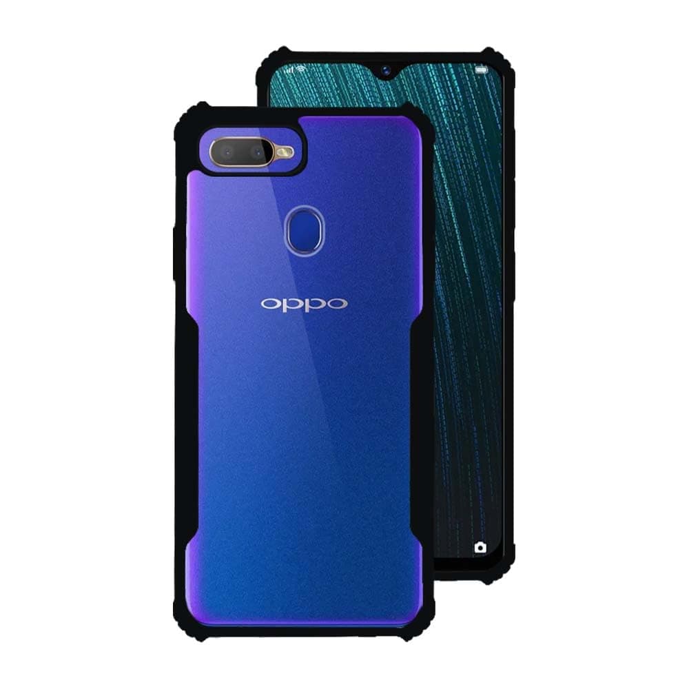 7SEVEN® Ipacky Back Cover for Oppo A5S | A7 | A11K | A12 | F9 | F9 Pro Mobile Back Case Shock Proof Design Camera Edges Protection Crystal Clear Phone Case Precise Cutouts Matte Black Bumper Cover
