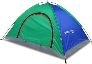 STRAUSS Portable Tent for Camping | Ideal for 2 Persons | Easy Setup for Picnic, Travel, Hiking, Trekking, Outdoor Camping | Waterproof and Windproof Tent | Superior Air Ventilation, Multicolor