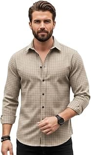 Amazon Brand - INKAST Men's Slim Fit Button Down Dress Shirts Textured Long Sleeve Casual Hawaiian Shirt