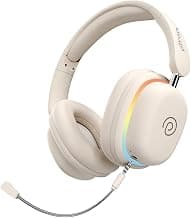 pTron Studio Xtreme, 70hrs Playtime, 40ms Low-Latency, Dual Device Pairing, Wireless Over Ear Headphones w/Detachable Mic & TruTalk ENC Calls, 40mm Drivers, RGB Lights, BT5.4 & Type-C Charging (Beige)