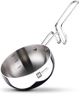 BERGNER BE Essentials Tri-Ply Stainless Steel 10cm (300ml) Tadka Pan, for Spice Tempering/Seasoning, Long Wire Handle, Smooth Finished Surface, Induction Bottom and Gas Stove Friendly
