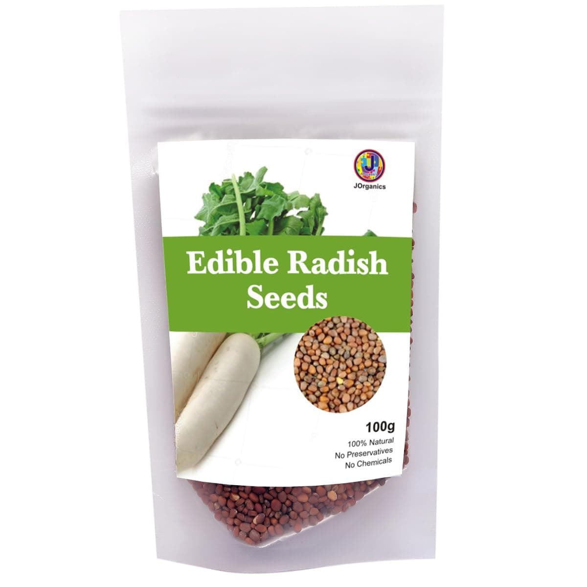 Jioo Organics Edible Raddish Seed, Pack of 100 g (Standard)