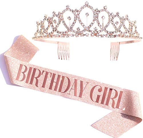 Party Propz Birthday Girl Crown And Sash - Set of 2 Pcs, Birthday Crowns For Girls, Crown For Women Queen, Girls Accessories For Gifts