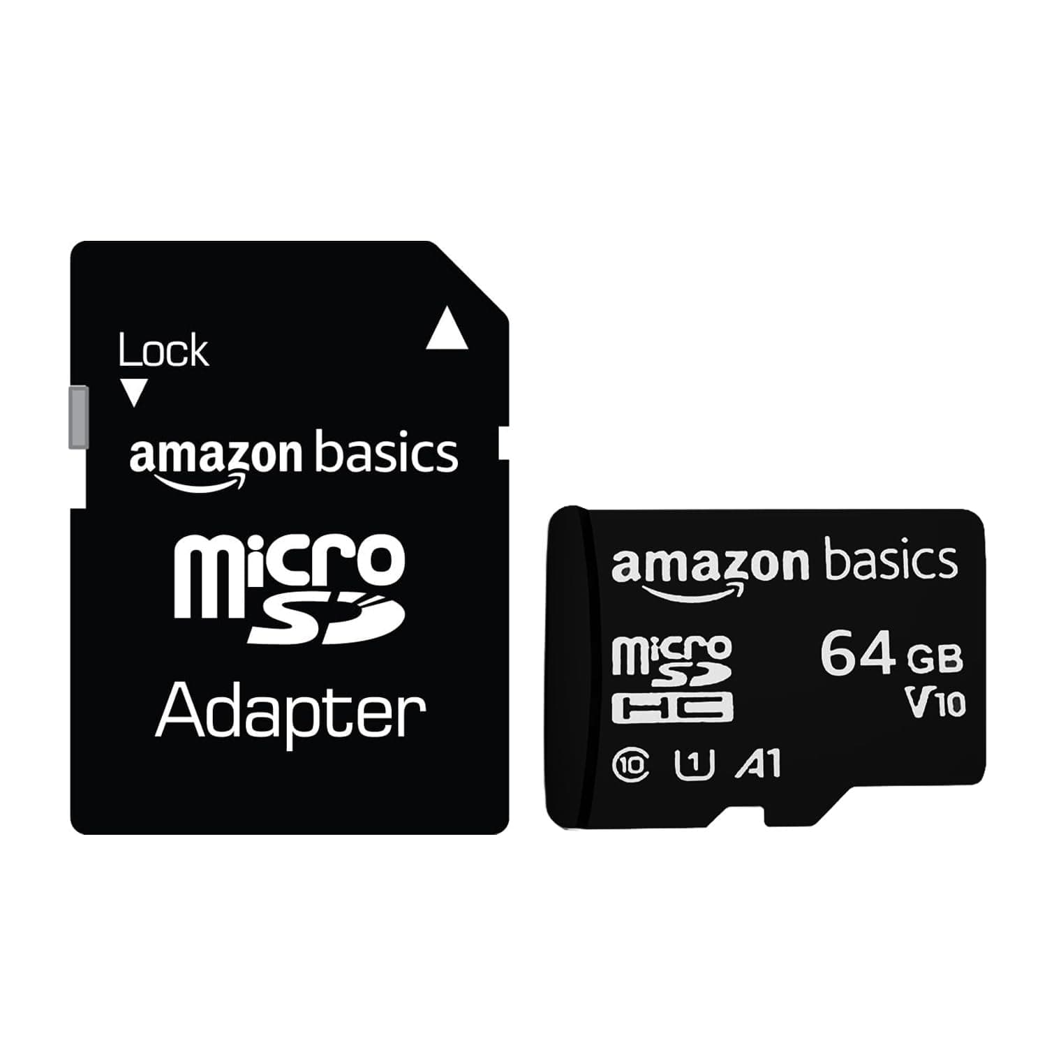 Amazon Basics 64 GB Micro SD Card with Adapter | Upto 120 MB/s | Class 10 | U1, C10, V10 Speed Classes
