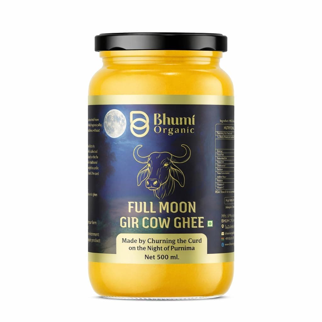 Bhumi Organic A2 Full Moon Cultured Desi Gir Cow Ghee -500 ML
