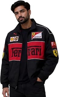 1STREET Racing Bomber Jacket For Unisex | Premium Motorsport Winter Puffer Jacket for Men & Women | Streetwear Zip-Up Outerwear | Casual Biker Jacket with Graphic Print (IN, Alpha, M)