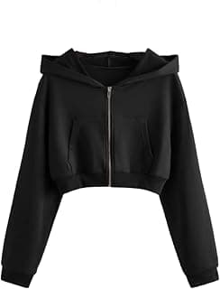 PDKFASHIONS Casual Solid Zip Crop Hoodie for Women's