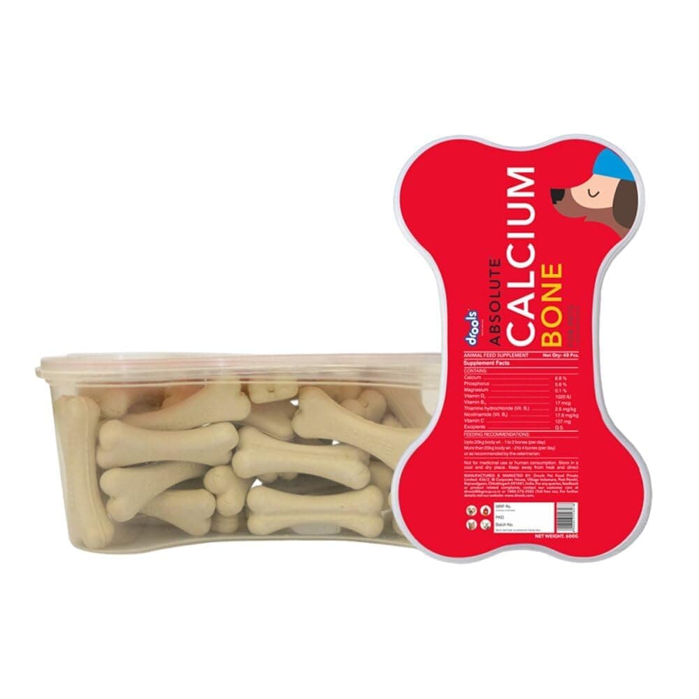 Drools All Life Stages Absolute Calcium Bone Jar, Dog Supplement, Chicken - 40 pieces (600gm)