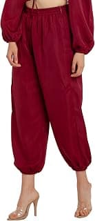 Zink London Women's Maroon Solid Tapered Trouser