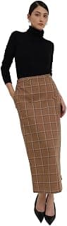 FableStreet Women Skirt Casual Wear | High-Rise Pencil Fit Wrap Design with Button Detail & Plaid Pattern | Breathable Cotton Fabric for Office & Everyday Outings