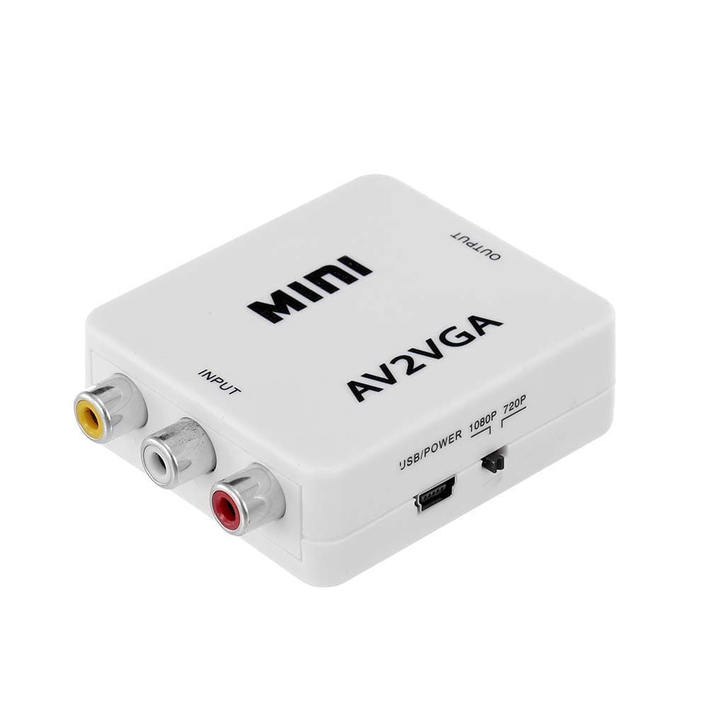 Tobo AV to VGA Converter, RCA Composite (CVBS) + Audio to VGA Adapter, Outputs up to 1080p for PC Monitor, Projector, HDTV, CCTV/DVR & Retro Consoles — Plug & Play (TD-657VC- White)