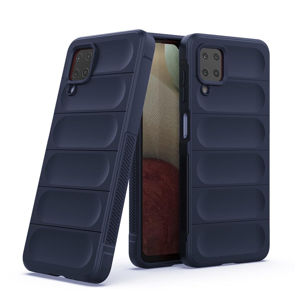 Amazon Brand- Solimo Mobile Cover | Full Camera Protection | Liquid Silicon Case | Flexible Bumper Case for Samsung Galaxy M12 4G / A12 4G / F12 4G (Dark Blue)