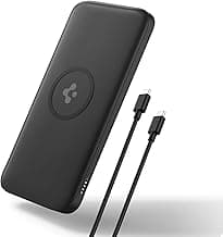Spigen 2 in1 10000 mAh Wireless Charging Power Bank with USB-A | USB-C 20W Fast Charging, Included Type-C to C Cable, Lithium Polymer - Black