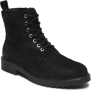 TEAKWOOD LEATHERS Men's Leather Lace-up Chelsea Boot for Men, Round Toe, Blocked Heel, Textured Pattern TPR Outsole with Side Zipper | T_SH_TW_27