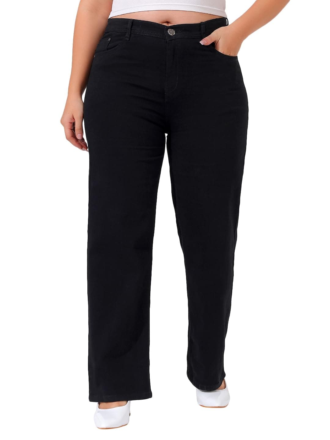 Nifty Women's High Rise Denim Stretchable Straight Fit Plus Size Jeans