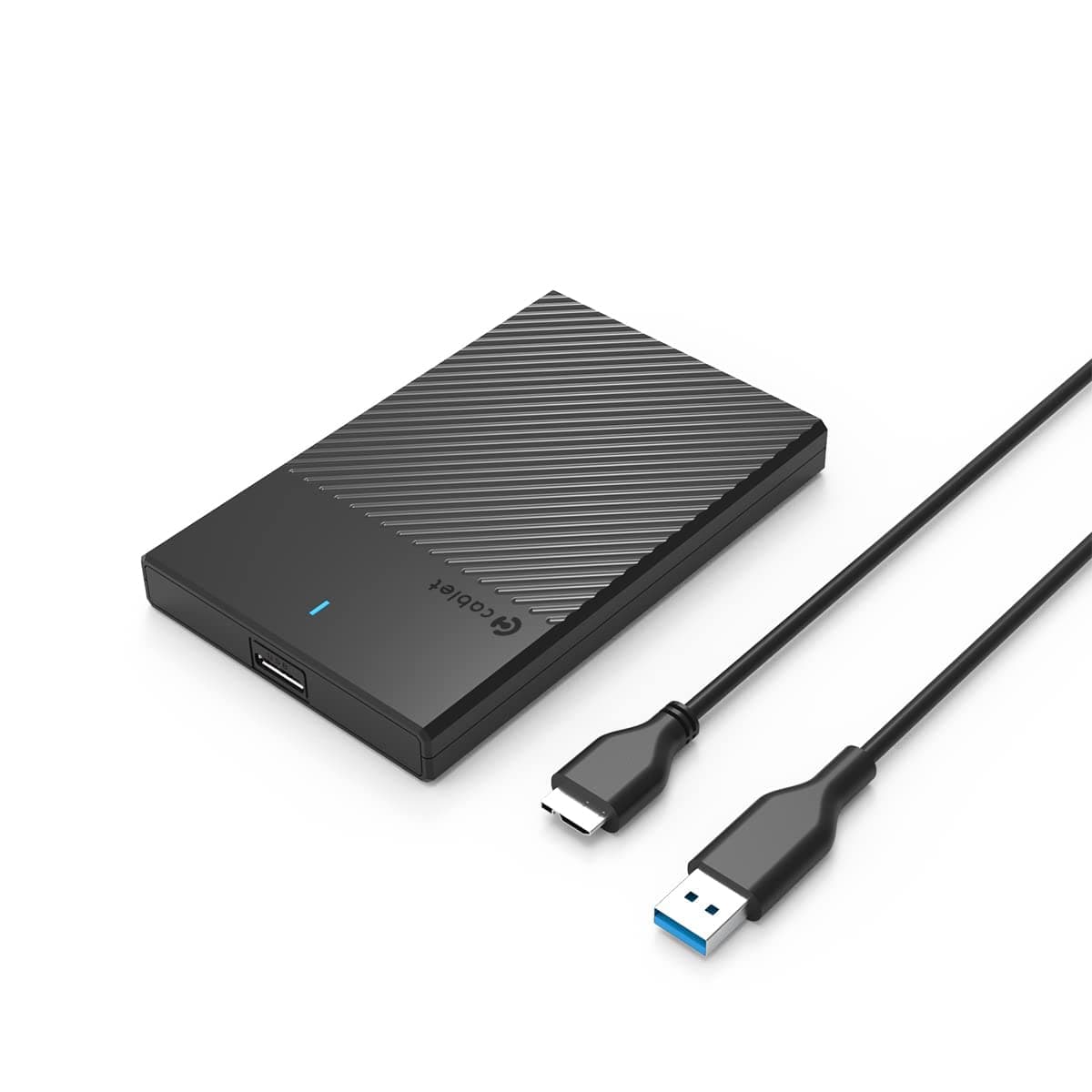 Cablet 2.5 Inch SATA USB 3.0 HDD/SSD Portable External Enclosure for 7mm and 9.5mm, Tool-Free Design, Supports UASP Max 6TB