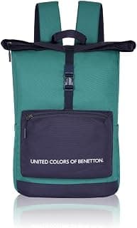 United Colors of Benetton Grand Slam 30L Roll-Top Backpack, Fits 14-inch Laptop, Secure Buckle Closure, for Travel & Gym, with 1-Year Warranty